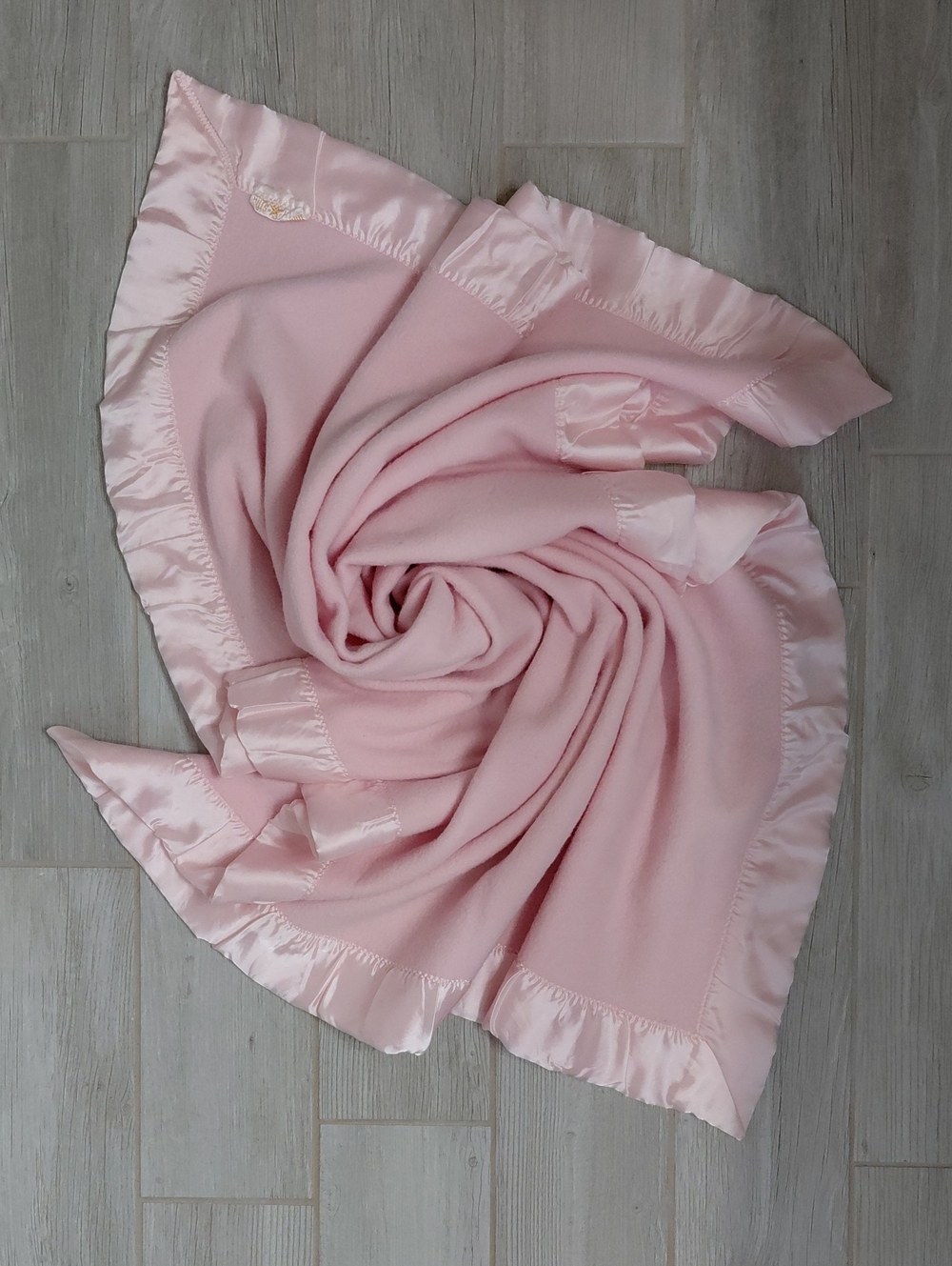 North Star Wool Baby Blanket Pink Satin Trim